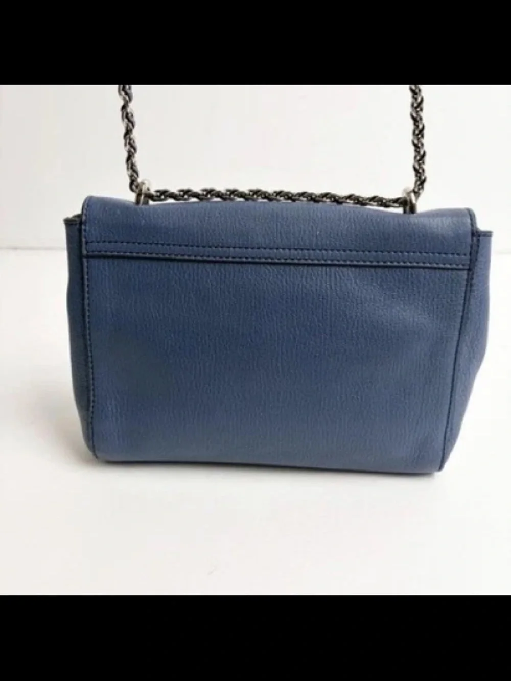 Mulberry Navy Blue Leather Crossbody with Silver Chain